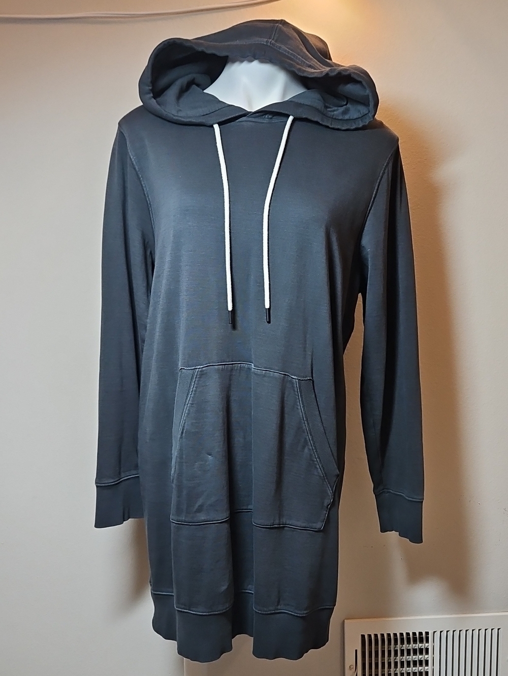 Athleta Large Charcoal Hooded Longline Sweatshirt